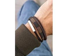 Marc Malone Triple ruda leather bracelet for men MCGB5039S