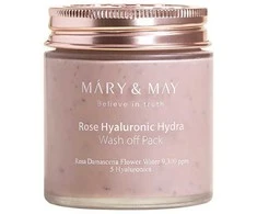 MARY &amp; MAY Drėkinamoji veido kaukė su rožių ir hialurono rūgštimis (nuplaunama pakuotė) 125 g