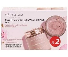 MARY &amp; MAY Rose Hyaluronic Hydra Wash Off Pack Duo mask set