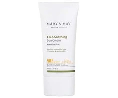 MARY &amp; MAY Odos apsaugos nuo saulės kremas SPF 50+ CICA raminamasis (Sun Kreminis), 50 ml
