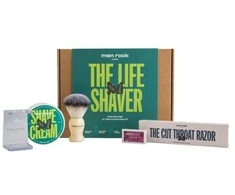 Men Rock Ultimate Shaving Gift Set Sandalwood Skutimosi rinkinys su vienaįmeniu skustuvu, 1vnt