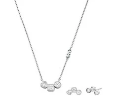 Michael Kors Žavus sidabrinių papuošalų rinkinys MKC1767SET (karoliai, auskarai)