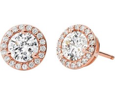 Michael Kors Blizgantys bronziniai auskarai iš sidabrinio su cirkoniais MKC1035AN791