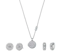 Michael Kors Prabangus sidabro papuošalų rinkinys MKC1700SET (kaklo papuošalas, 2x auskarai)