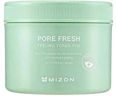 Šveičiamieji padeliai veido odos valymui Mizon Pore Fresh Peeling Toneris Pad Calming, ramina odą, skirti mišriai, riebiai odai, 60 padelių