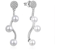 Moiss Elegant sidabrinis auskarai su cirkoniais ir sintetiniais perlais E0003098