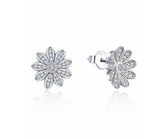 Moiss Glittering sidabrinis auskarai Gėlės E0002384