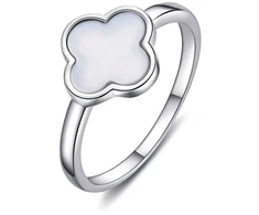 Moiss Luxury sidabrinis ring with pearl Quatrefoil R0004455-P