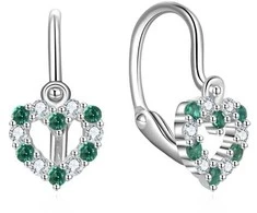 Moiss Sidabrinis children's earrings Heart with zircons E0000650