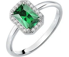 Morellato Glittering sidabrinis ring with žalias stone Tesori SAIW76