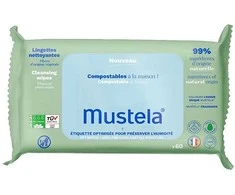 Mustela Baby Compostable Cleaning Wipes With Fragrance drėgnos valomosios servetėlės vaikams, 60 vnt.