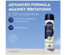 Nivea Purškiamas antiperspirantas jautriai odai „Men Derma Control Sensitive“ (antiperspirantas) 150 ml