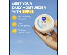 Nivea Drėkinamasis kremas su apsauga nuo UV spindulių SPF 15 Soft (kasdienis UV kremas) 100 ml