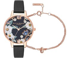 Laikrodis OLIVIA BURTON OB16GSET24. Kwarcowy, Kolor juoda. Kobieta.