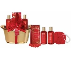 Parisax Bath gift set in a golden tub Frozen Strawberries &amp; Vanilla 5 pcs