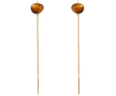 Pdpaola Gold-plated chain earrings with tiger's eye LYRA ARB1-G58-U