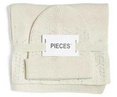 PIECES PCNASMINE moteriškų skrybėlių ir šaliko rinkinys 17152729 Whitecap Pilkas
