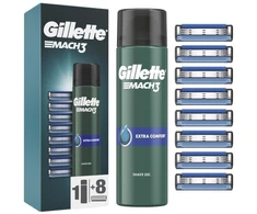 Gillette Mach3 Skutimosi Peiliukai, 8 vnt + Mach3 Gelis 200ml