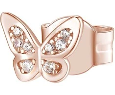 Rosato bronziniai vienviečiai auskarai su cirkoniais Butterfly Storie RZO052