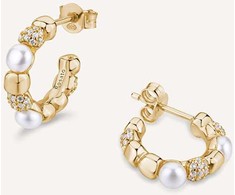 Rosato Luxurious hoop earrings with genuine pearls and zircons Azzurra RZAZ036