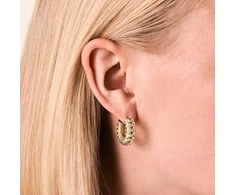 Rosefield Gold-plated hoops with clear crystals Striped Hoops JESCG-J1280