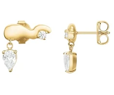 Rosefield Gold-plated modern earrings with crystals Wave JEWSG-J1300