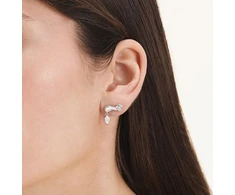 Rosefield Steel modern earrings with crystals Wave JEMWS-J1324