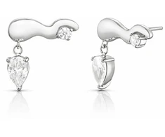 Rosefield Steel modern earrings with crystals Wave JEMWS-J1324