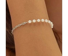 Sagapo Elegantiška plieninė apyrankė su stambiais perlais SHK67