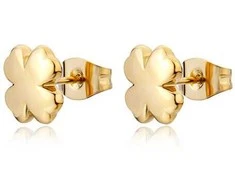 Sagapo Gold-plated earrings with four-leaf clovers CLICK SCK296