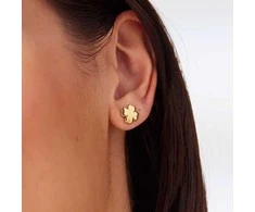 Sagapo Gold-plated earrings with four-leaf clovers CLICK SCK296