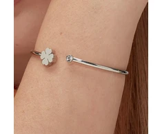 Sagapo Open solid bracelet Four-leaf clover Click SCK239