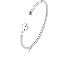 Sagapo Open solid bracelet Four-leaf clover Click SCK239