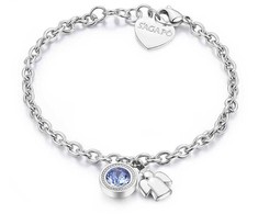 Sagapo Plieninė apyrankė su krištolu ir angelu Lucky Light SKT13