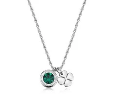 Sagapo Steel pakabukas with crystal Four-leaf clover Lucky Light SKT54