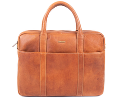 Segali Men's leather laptop bag 7009 Cognac