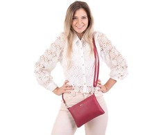 Segali Moterų odinė crossbody rankinė A6C viva magenta
