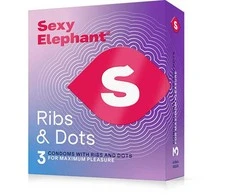 Sexy Elephant „Ribs &amp; Dots“ briaunoti prezervatyvai