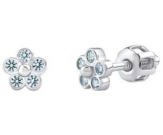Sidabrinis earrings forget-me-not seeds light mėlynas with Brilliance Zirconia for women and children SILVEGOB70549SBDLB