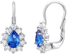 Sidabrinis earrings with mėlynas Swarovski ® zircons SILVEGO31866M
