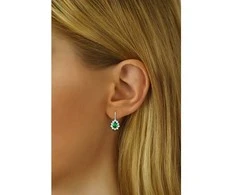 Sidabriniai auskarai su žaliu Swarovski akmeniu Created Stones SILVEGO31866G