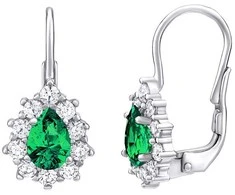 Sidabriniai auskarai su žaliu Swarovski akmeniu Created Stones SILVEGO31866G