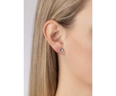 Sidabrinis Flower Earrings Beauty with Rožinė Brilliance Zirconia SILVEGOB70449BDSP