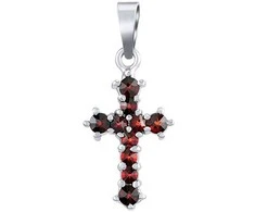 Sidabrinis pendant Ophelia cross with natural garnets SILVEGOB180038P