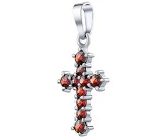 Sidabrinis pendant Ophelia cross with natural garnets SILVEGOB180038P