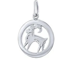 Sidabrinis pakabukas zodiako ženklas Ožiaragis - apvalus SILVEGOB10283S01