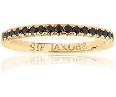 Sif Jakobs Paauksuotas žiedas su juodais kubiniais cirkoniais Ellera SJ-R2869-BK-YG