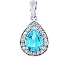 Silvego BRISA Sidabrinis Pendant with Swiss Mėlyna Topaz and Brilliance Zirconia JJJ1141PTS