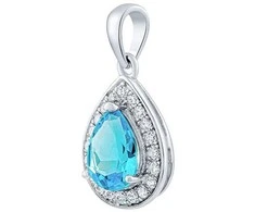 Silvego BRISA Sidabrinis Pendant with Swiss Mėlyna Topaz and Brilliance Zirconia JJJ1141PTS