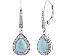 Silvego BRISA Sterling Sidabrinis auskarai su tikru Larimar ir Brilliance Zirconia JJJ1141ELR